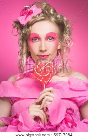 Woman in pink.
