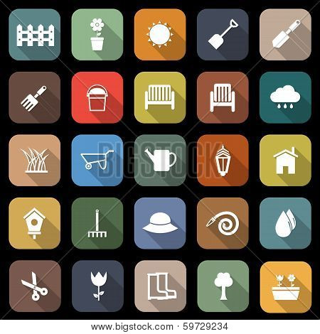 Gardening Flat Icons With Long Shadow