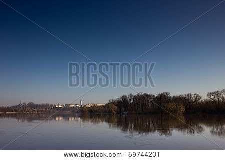 Mogilev City Historical Centre Reflected In The River Dnieper.