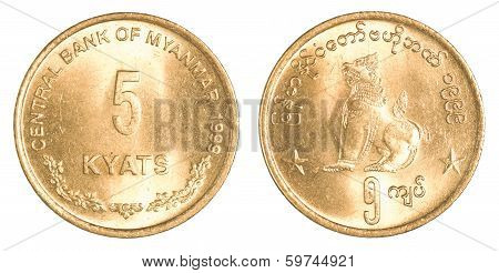 5 Burmese (myanmar) Kyat Coin