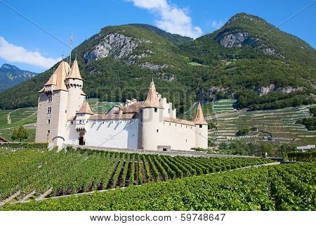 Famous castle Chateau d'Aigle in canton Vaud, Switzerland