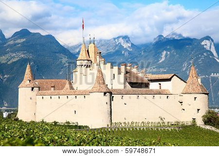 Famous castle Chateau d'Aigle in canton Vaud, Switzerland