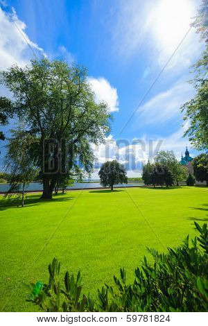 Park By Historical Kalmar Castle In Sweden Scandinavia Europe