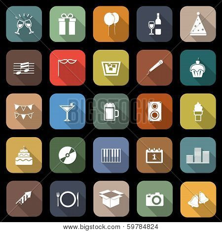 New Year Flat Icons With Long Shadow