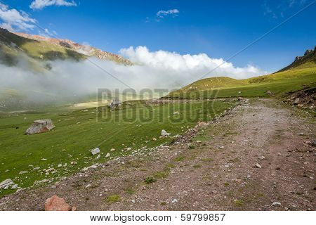 Clouds at the level of mountain road