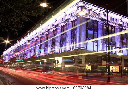 Selfridges at night