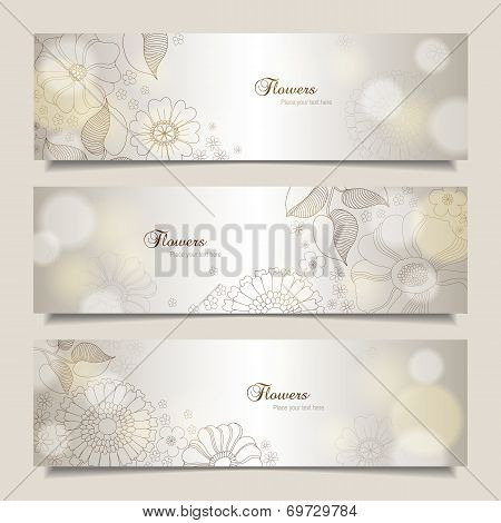 Horizontal Banners With Flowers And Lights
