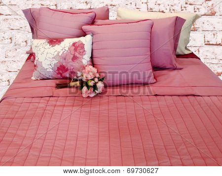 Beautiful bedclothing in pastel pink