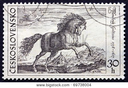 Postage Stamp Czechoslovakia 1969 Prancing Stallion By Hendrik G