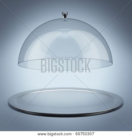 Silver tray with glass cover