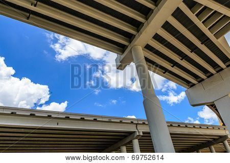 skyward view of an elevated highway system
