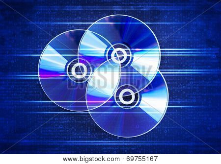 Conceptual image with CD disk and binary code