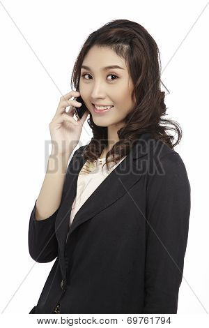 Asian Business Woman Use Cellphone.