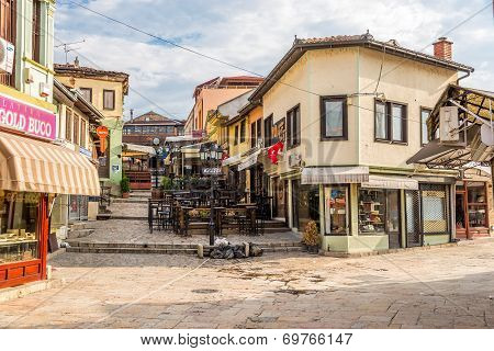 In The Streets Old Bazaar Of City Skopje