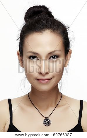 Asian Woman Beauty Face Closeup Portrait.