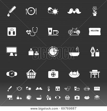 Health Behavior Icons On Gray Background