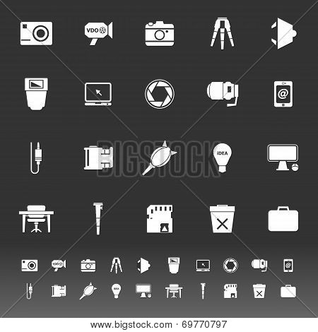 Photography Related Item Icons On Gray Background