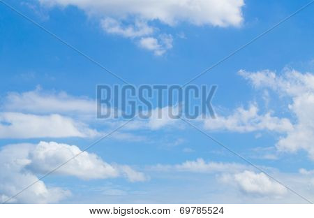 The beautiful sky with white clouds.