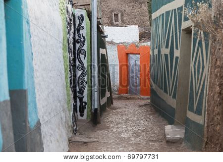 Narrow Alleyway Of Ancient City Of Jugol In The Morning. Harar. Ethiopia.