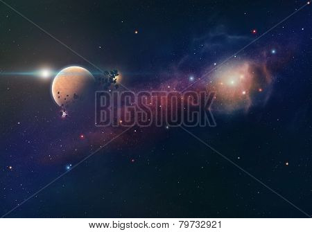 Nebula and planet