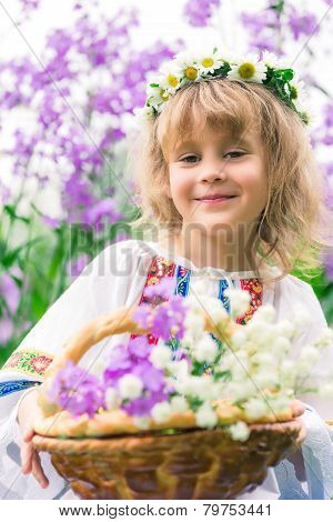 child in flowers