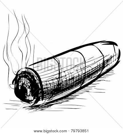 Lighting cigar sketch vector illustration