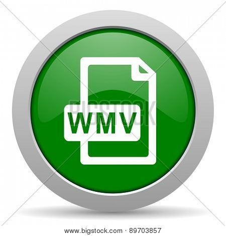 wmv file green glossy web icon 