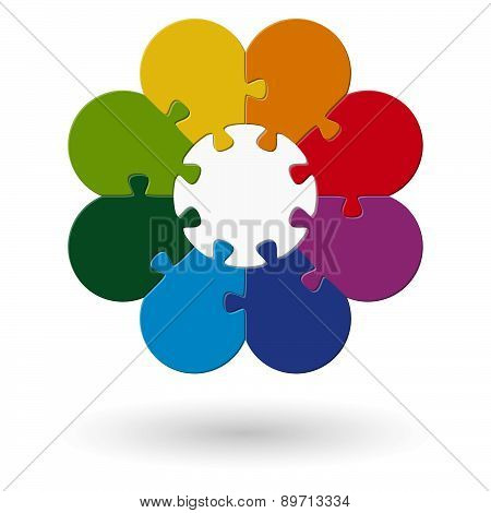 Round Flower Puzzle Colored