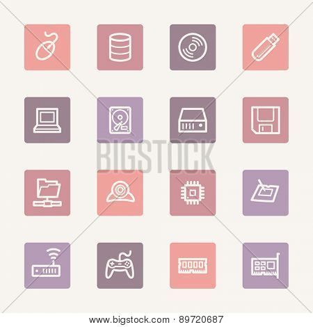 Computer components web icons set