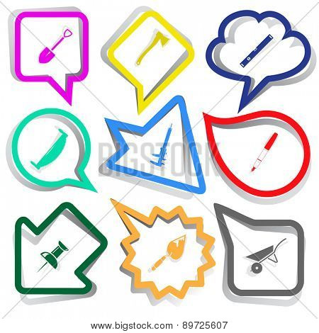 Angularly set. Paper stickers. Raster illustration.