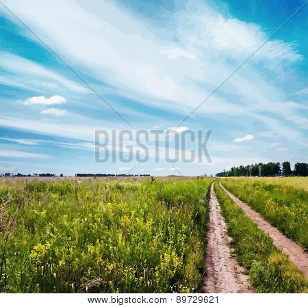 Road in the fields, vector