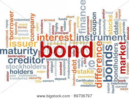 Background text pattern concept wordcloud illustration of financial bond