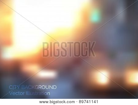 Blurred Abstract Urban Background With Defocused Lights Outdoor