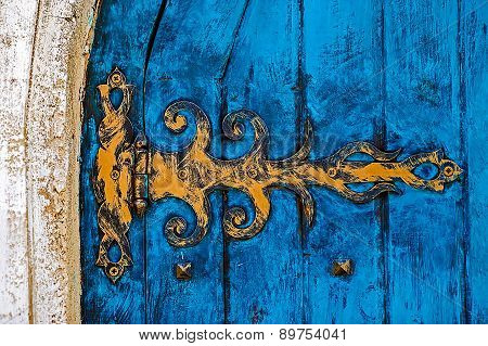 Background With Ancient Blue Door To The Castle 1