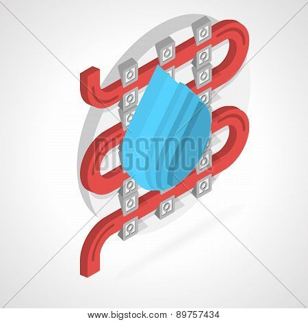 Vector isometric flat illustration of floor heating