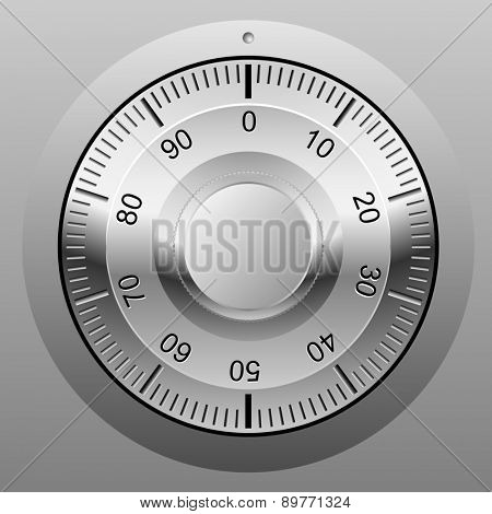 Realistic illustration of safe combination lock wheel.
