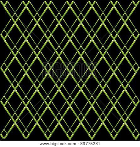 Green Rhombus grid on black background