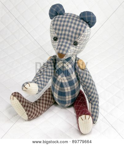 Bear Patchwork Put On White Patchwork Quilt Background