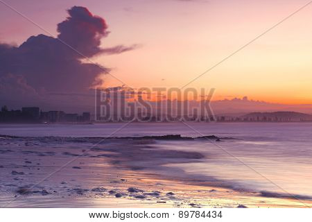 View of the Gold Coast over the ocean