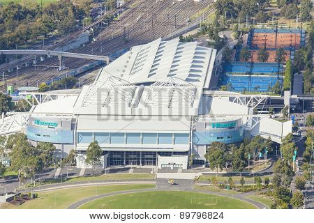 Aerial view of Hisense Arena in Melbourne