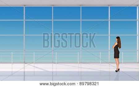 Businesswoman half-turned with crossed arms