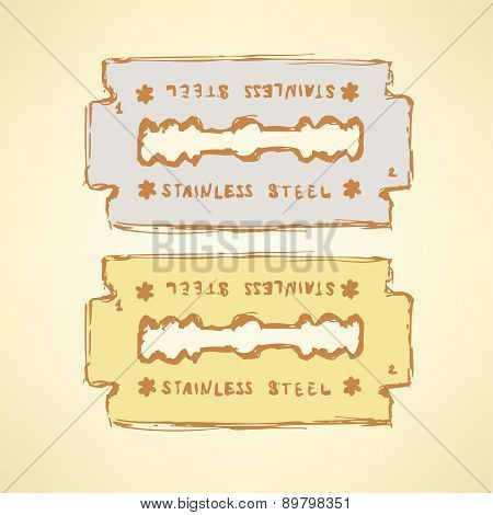 Sketch Razor Blade In Vintage Style