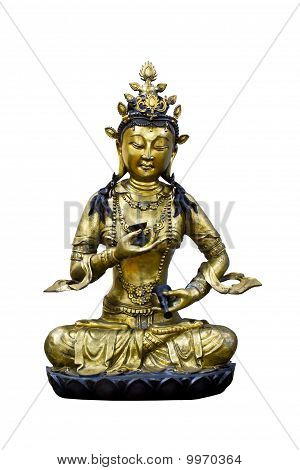 Statue von Vajrasattva auf weißem Hintergrund