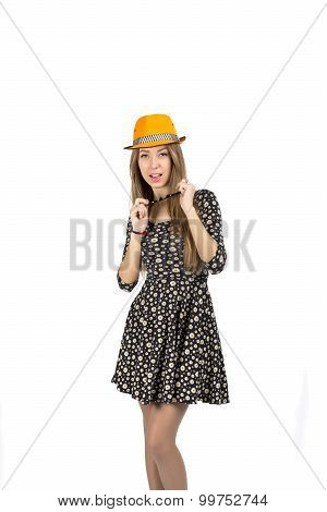Stylish lady in orange hat