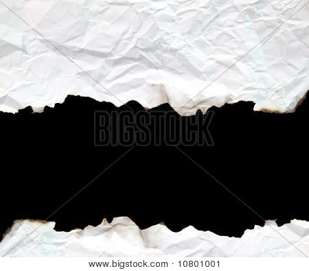 quemó el papel de borde con espacio para texto sobre fondo negro