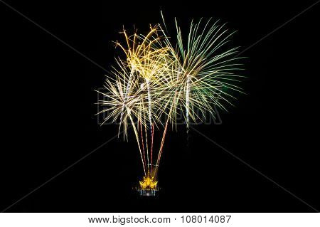 Colorful Fireworks Over Dark Sky