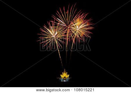 Colorful Fireworks Over Dark Sky