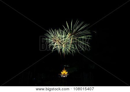 Colorful Fireworks Over Dark Sky