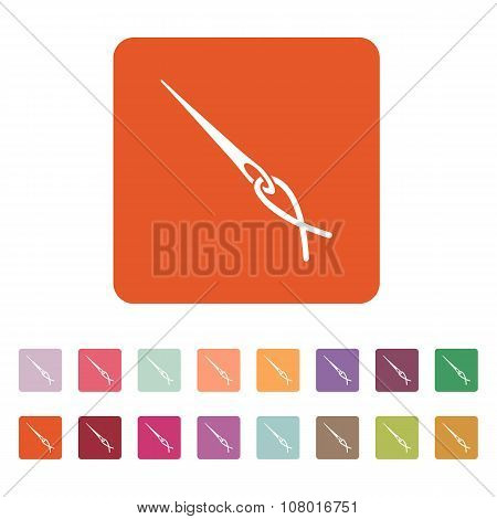 The thread with a needle icon. Tailor and  sewing, needlework,  clothier symbol. Flat