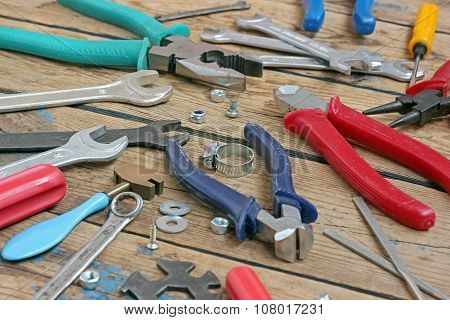 Tools On A Timber Floor.